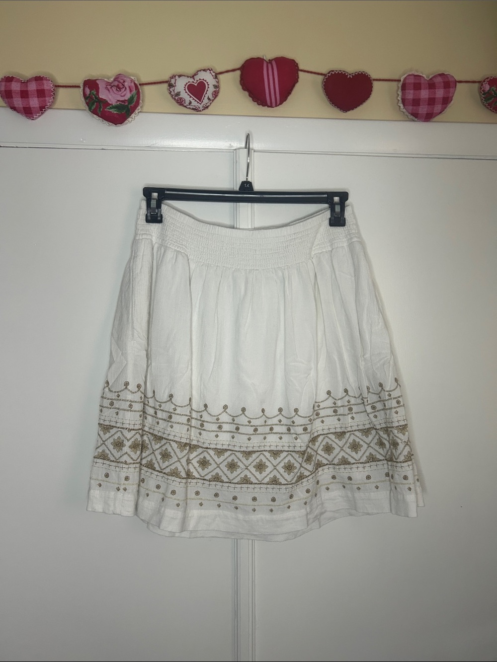 J. Jill Embroidered Cotton Mini Skirt | Boho Cottagecore Pull-On Skirt - Picture 3 of 8